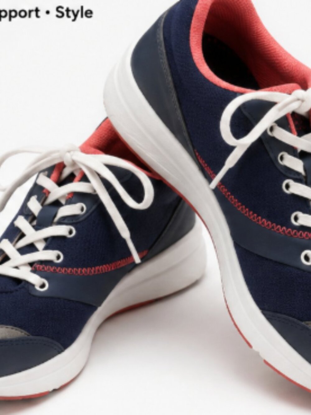Vionic Sneakers Navy Coral Lace-Up Comfort Walking Shoes - Sz 9.5M